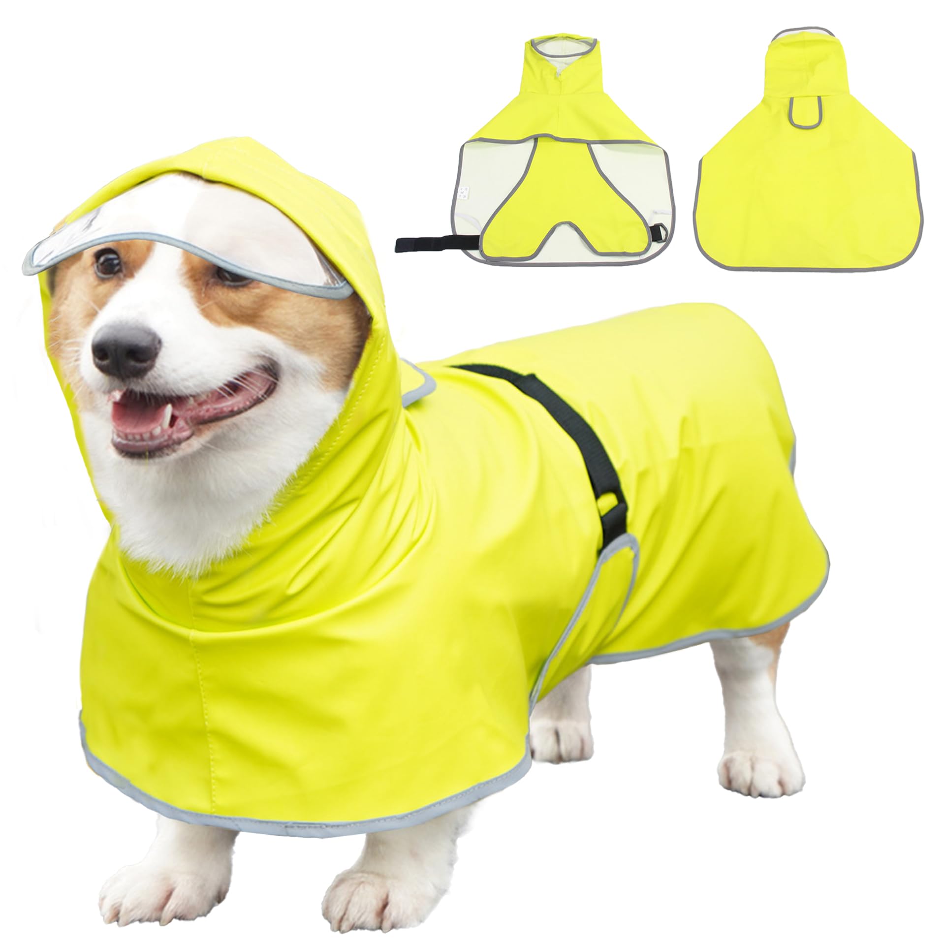 Manteau de pluie pour chien réfléchissant et ajustable pour visibilité nocturne