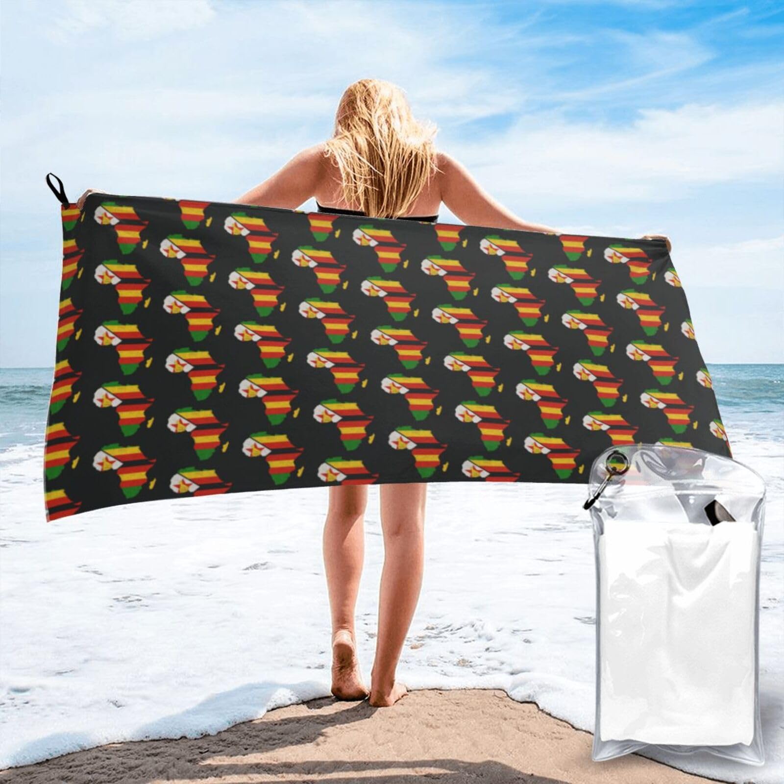 FHIZOAL Map Outline Of Africa Quick Dry Towel Microfibre Towel Super Absorbent Ultra Compact Gym Sports Beach Camping Travel