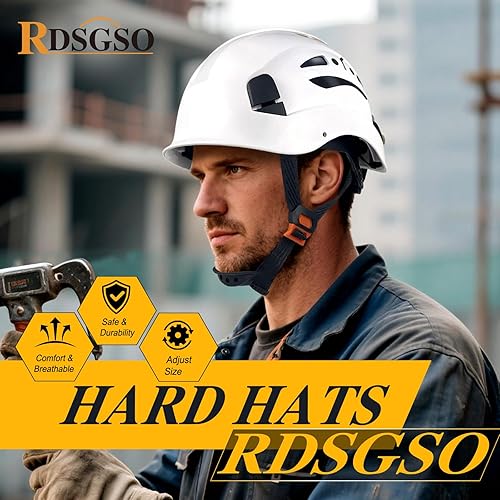 Miniatura 2 de Casco de seguridad industrial RGS-8C rejillas de ventilación ajustables, suspensión de 6 puntos, transpirables, ligeros, cascos para construcción,