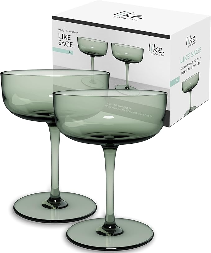 Villeroy & Boch Champagne Glasses, Set of 2 in Like Sage