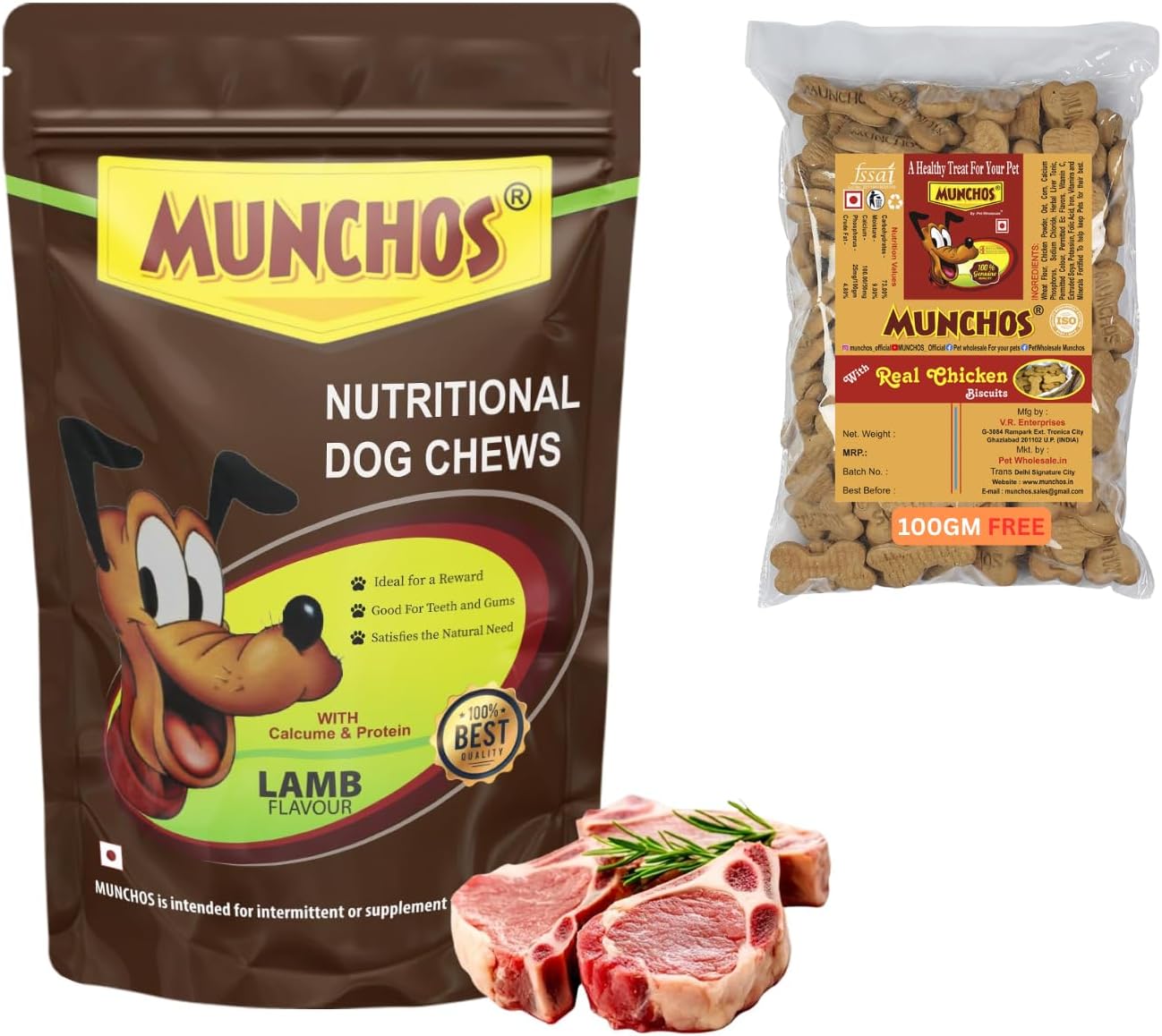 MUNCHOS Dog Treat Sticks, Lamb, 450 g