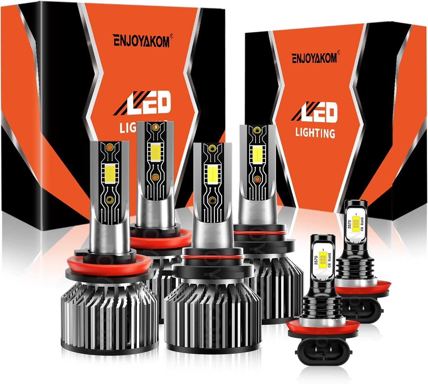 Compatible For Toyota Camry 2007-2014 High/Low Beam Fog Light Bulbs kit, 44000LM 600% Brightness, Plug and Play, Pack of 6