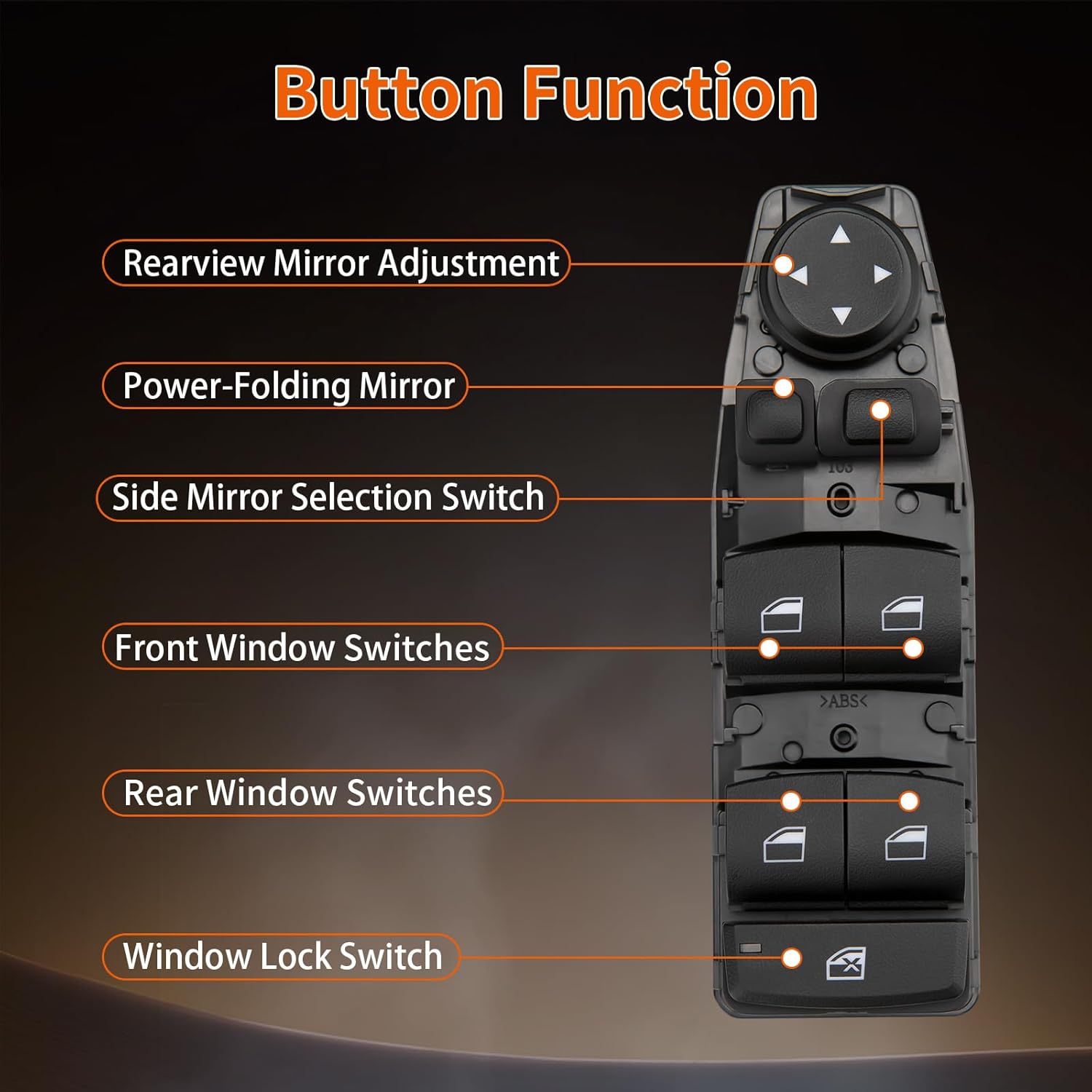 Power Window Switch Compatible with 2012-2018 BMW 528i 535i 550i 2009-2016 640i 2010-2018 X3, Front Left Control Switch Replaces 61319179913 61319218482 61319238239 61319241955