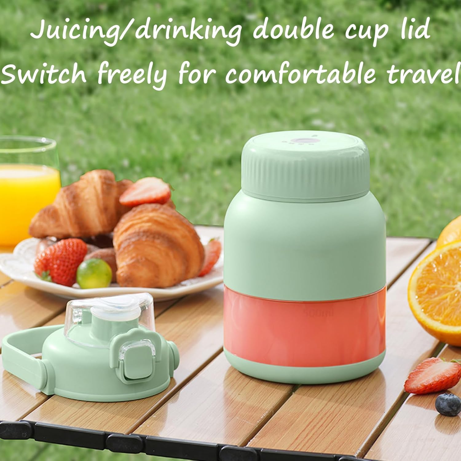 Electric Citrus Juicer 17 oz/29oz, Portable Juicer with Straw and Two Lids, Convenient for Smoothies, Shakes, Food Prep & Frozen (800ml)