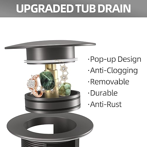 Miniatura 5 de Desagüe de bañera de pie extraíble, tapón de drenaje de bañera independiente, cesta de drenaje de bañera mejorada para remojar, antioxidante y