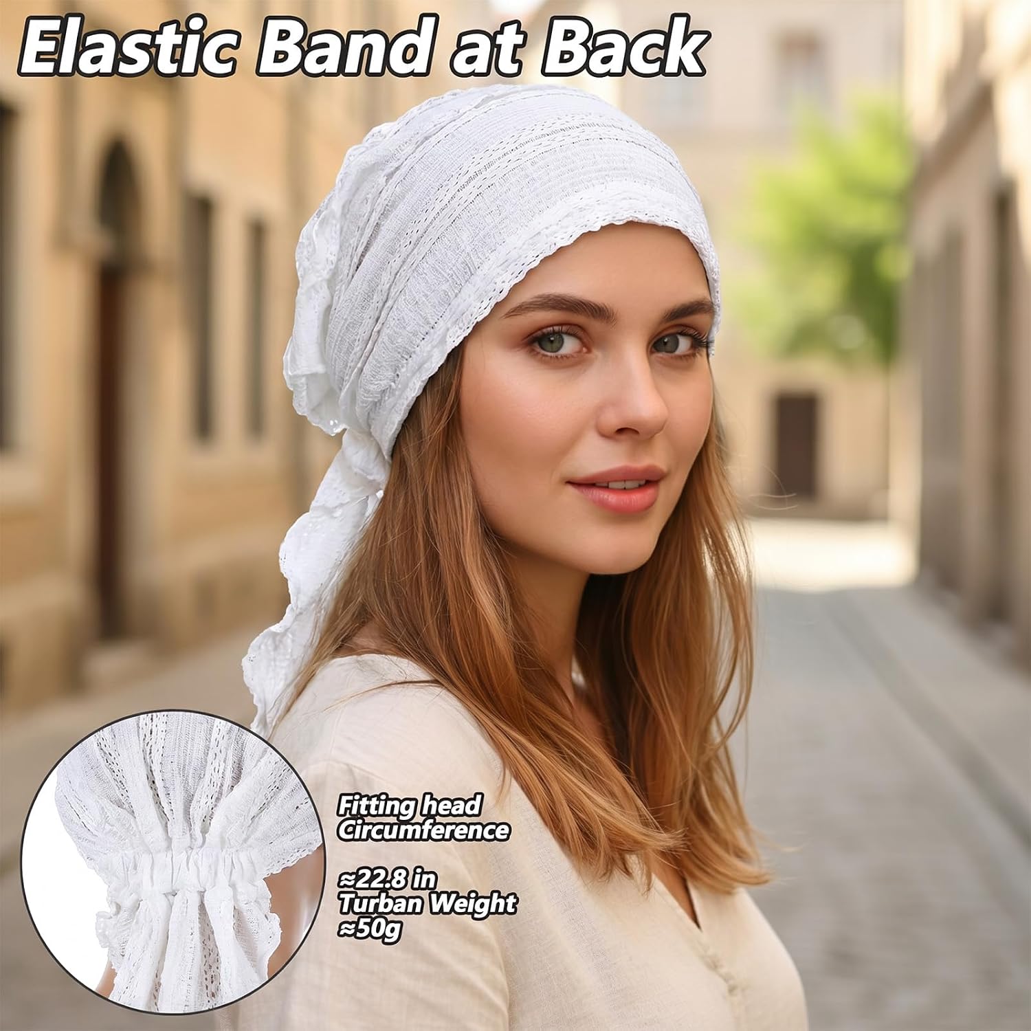 Women Slip-On Pre-Tied Beanie Headwear, Turban Covering Wrap Beanie Caps Headscarf, Stretchy Elastic Band Headwrap