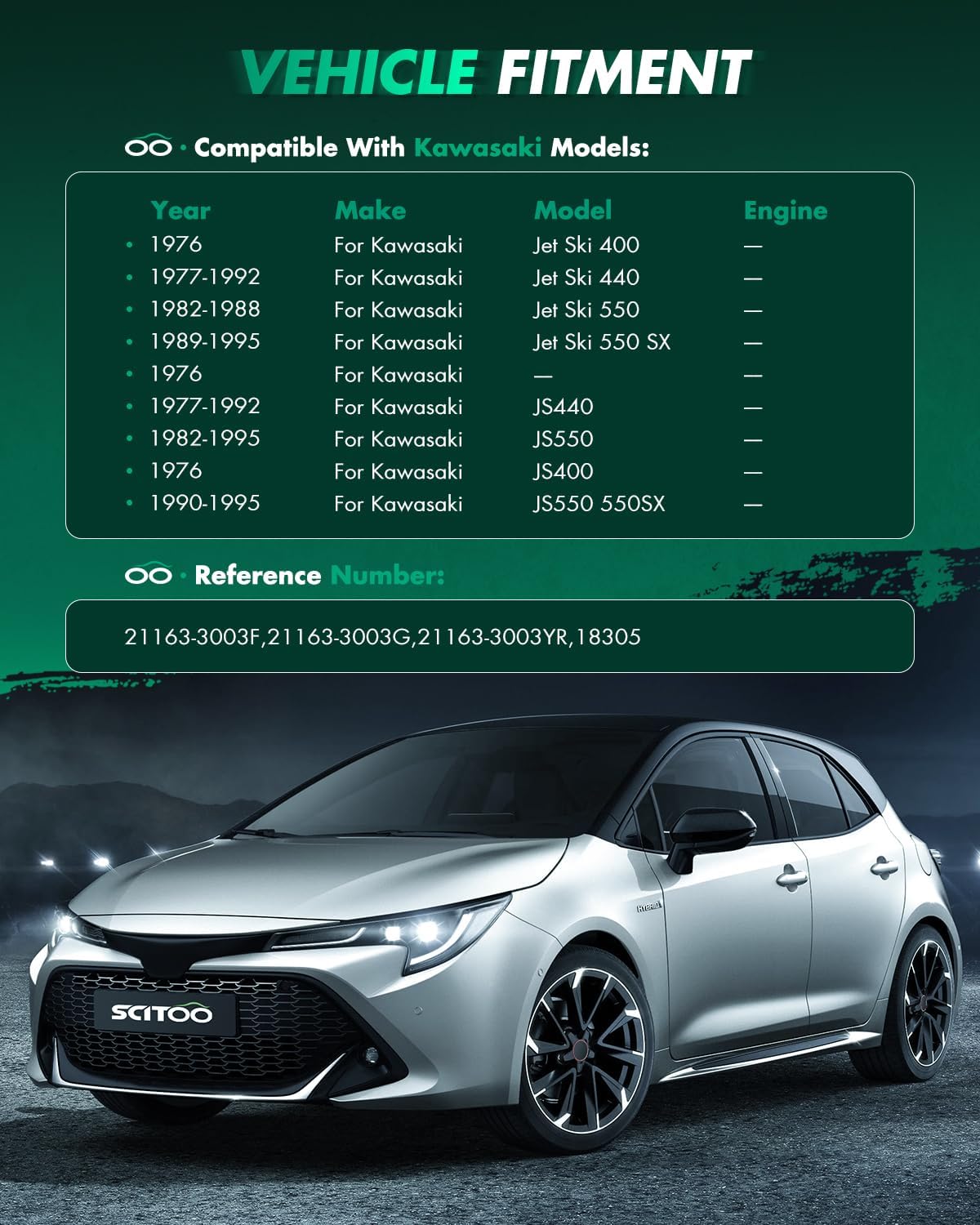 SCITOO Starters New Compatible for Kawasaki(PWC) JS400 1976 400cc 1977-1992 440cc JS550 1982-1989 550cc JS550 550 SX 1990-1995 550cc 18305 SND0031
