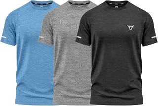 Pack of 3 Mens Workout Short Sleeve T-Shirts Athletic Fit Fast Drying Moisture Wicking Sports Style T-Shirts