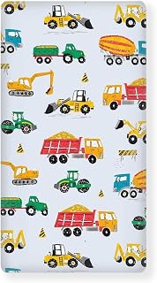 Construction Fitted Crib Sheet for Boys Girls Machinery Cement Truck Baby Sheet for Standard Crib and Toddler Excavator Dump Trucks Nursery Bed Mattress Sheets 28"x52"