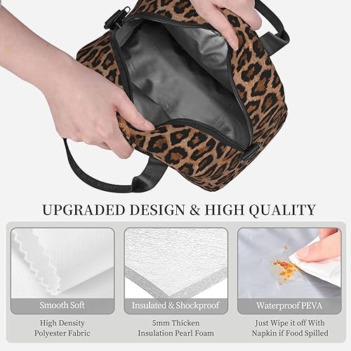 Miniatura 4 de Bagea-Ka Bolsa de almuerzo con estampado de leopardo y guepardo para mujeres y hombres, aislada, reutilizable, con correa de hombro extraíble, para
