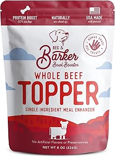 Beg & Barker Beef Dog Food Toppers (8 Ounce, Pack of 1) – 100% Made in USA Single Ingredient Meal Topper for Picky Eaters – Meal Enhancer with Whole Beef – Meal Mixers for Dogs, Human Grade