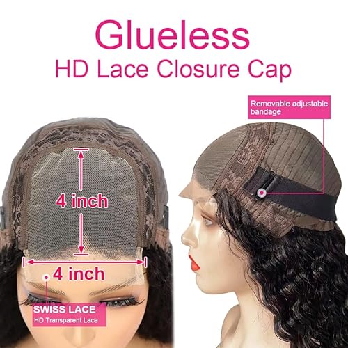 Miniatura 5 de Peluca de encaje frontal de 30 pulgadas, cabello humano ondulado profundo, pelucas de encaje frontal, cabello humano 4x4, cabello humano rizado