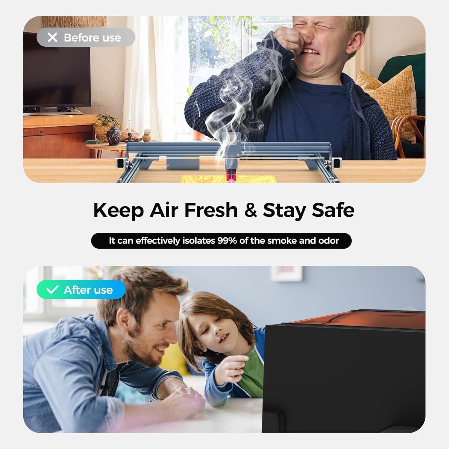 Creality Enclousre for Laser Engraver,Laser Engraving Machine Protective Cover with Eye Protection, Insulates Against Fumes and Odors for Cutter Machine