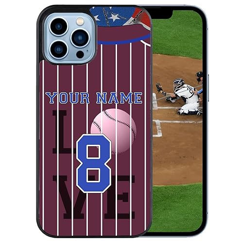 Miniatura 9 de Personalized Name Number Custom BaseballSoftball Jersey America Flag Design Rubber Cover Phone Case for Samsung Galaxy A53