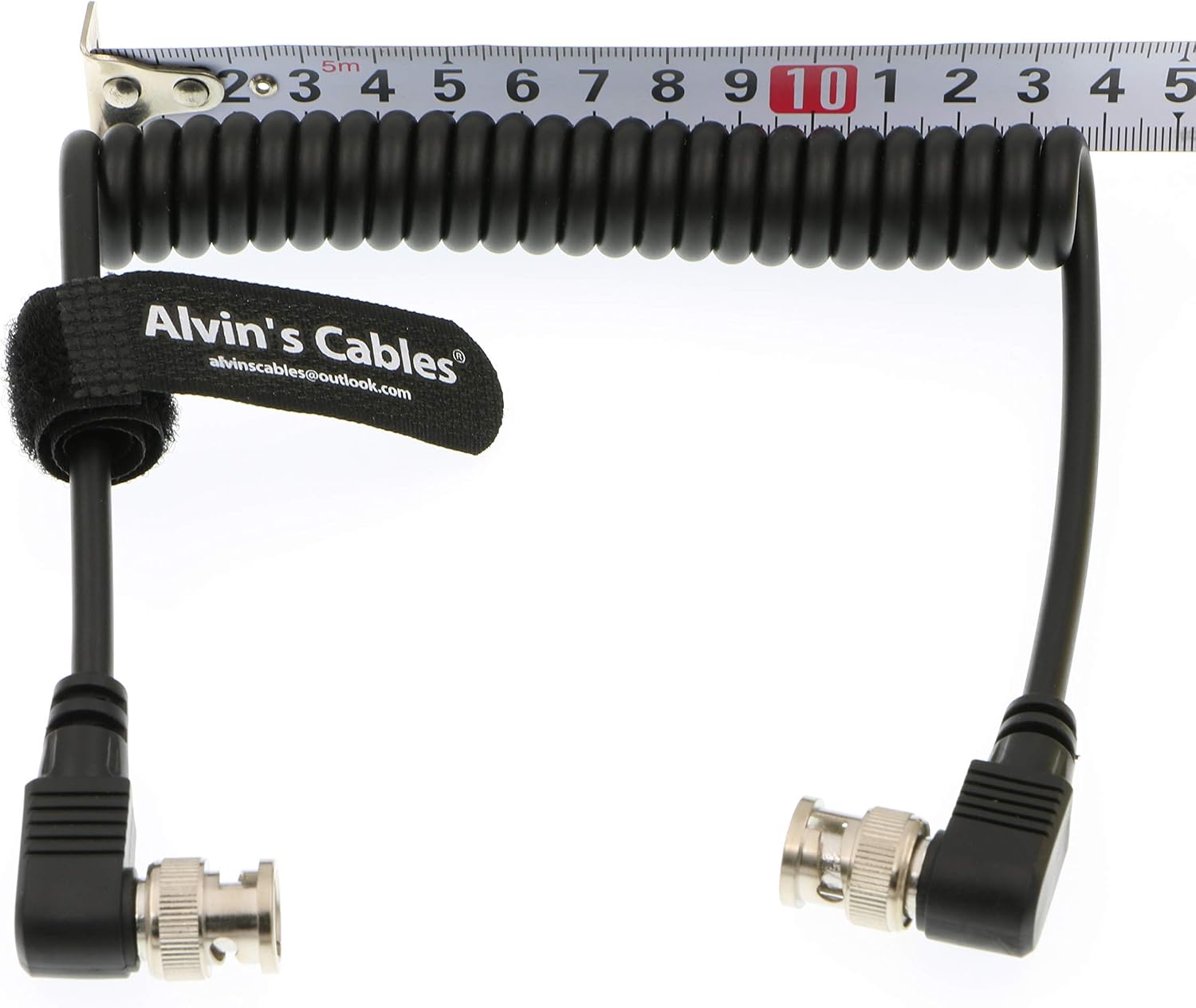 Alvin's Cables BNC to BNC Coiled Cable 3G SDI Cable Right Angle BNC to Right Angle BNC for Blackmagic