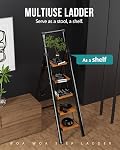 WOA WOA Step Élève, 5-Step Échelle pliante avec larges pédales, Écheau en aluminium avec pieds antidérapants, Étchelle légère pour les grands placards et l'utilisation intérieure, espace-sauvetage, 330lbs - Grain noir et bois