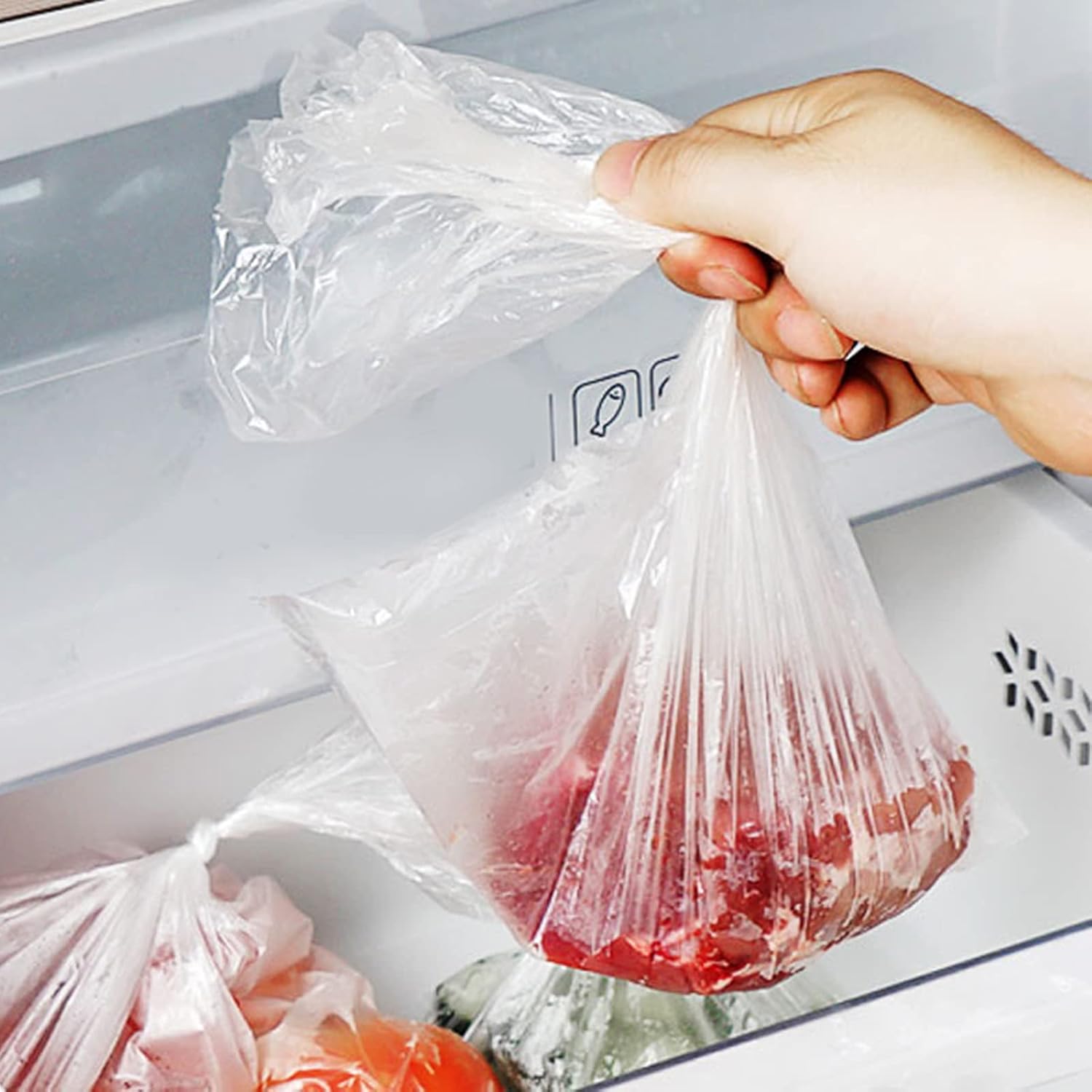 JOIKIT 2 Rolls 1000 Count 10 x 14 Inch Plastic Produce Bags on a Roll, Clear Food Storage Bag for Vegetable, Fruit, Kitchen Waste