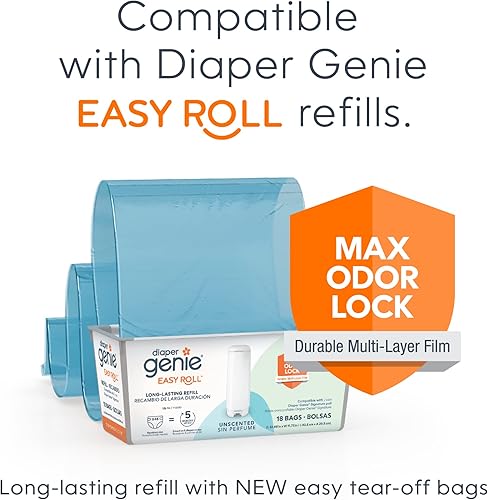 Miniatura 7 de Diaper Genie Juego de regalo exclusivo  Incluye recarga fácil de rollo con 48 bolsas  Capacidad para hasta 2256 pañales para recién nacidos