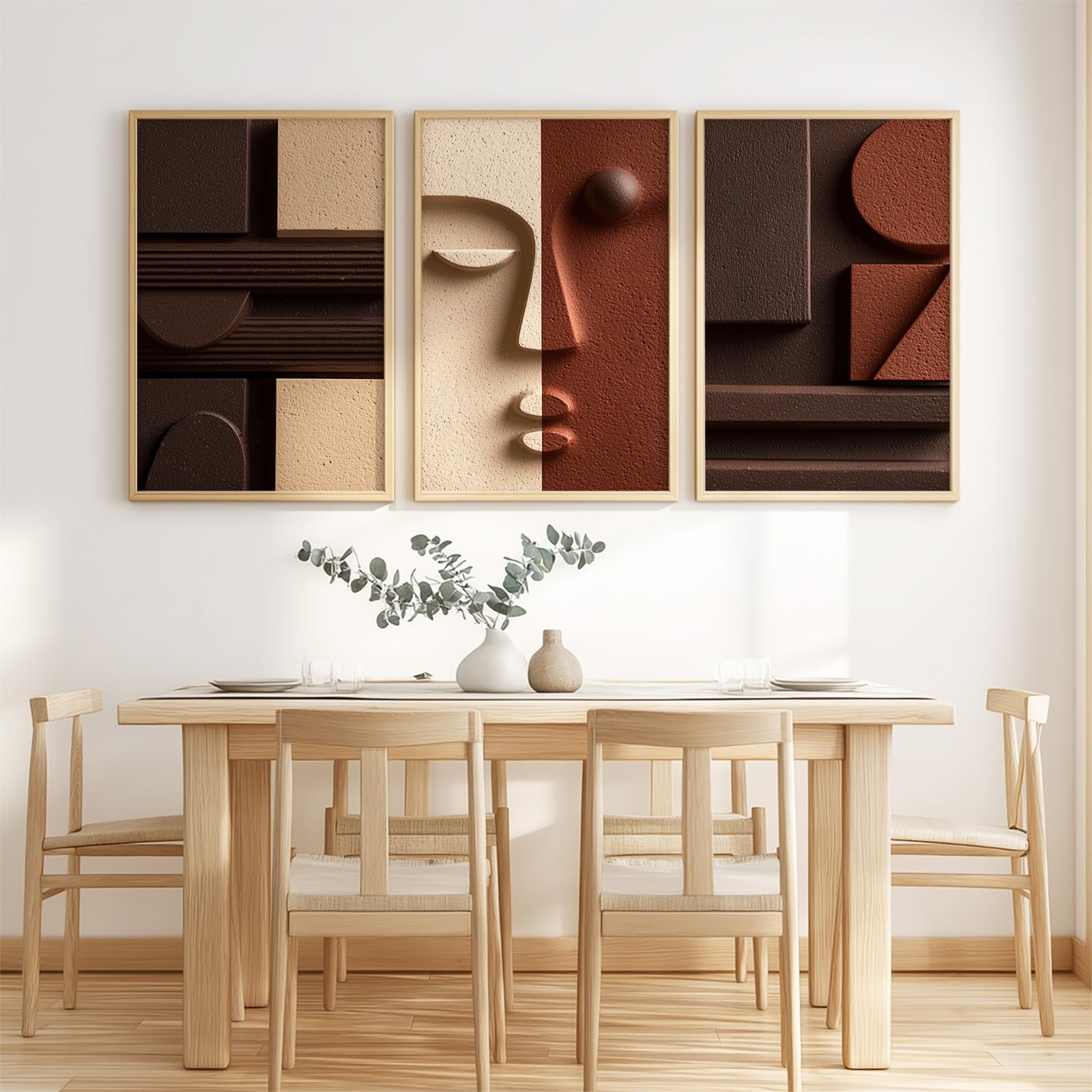 Générique 3 szt. Obraz ścienny - Błyszczący wzór i druk HD - Minimalistyczny relief twarzy kamienista tekstura obraz na płótnie do salonu sypialni - 40 x 50 cm