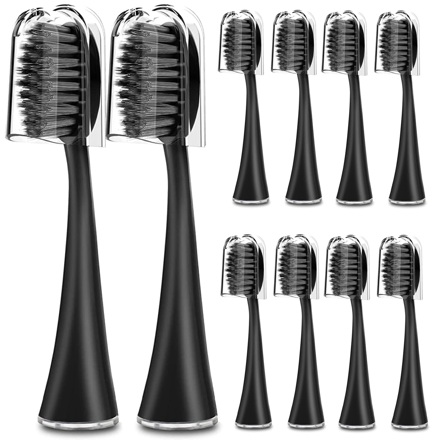 Cabezales de repuesto para cepillo de dientes Burst Sonic con tapas antipolvo y cerdas suaves de carbón, negro, paquete de 10