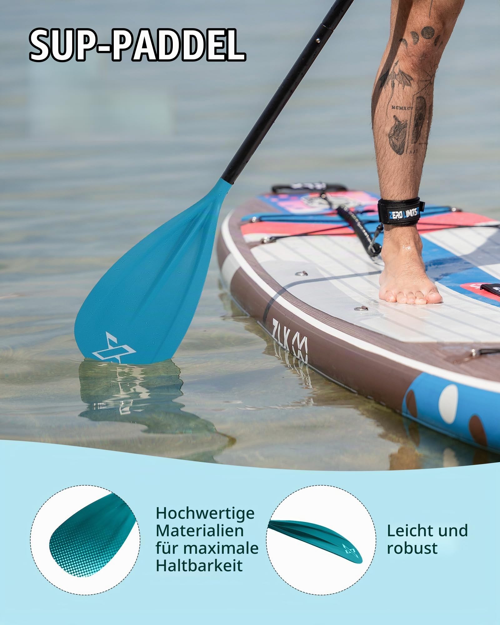 ZLX Sup Paddel 167-208cm,3 oder 4 Abnehmbaren Teilen,Verstellbares paddel für Stand-up Paddling mit Glasfaser Blade Perfekt für Surfen und Wassersport Vergnügen,kajak paddel,Stand Up Paddle Zubehör