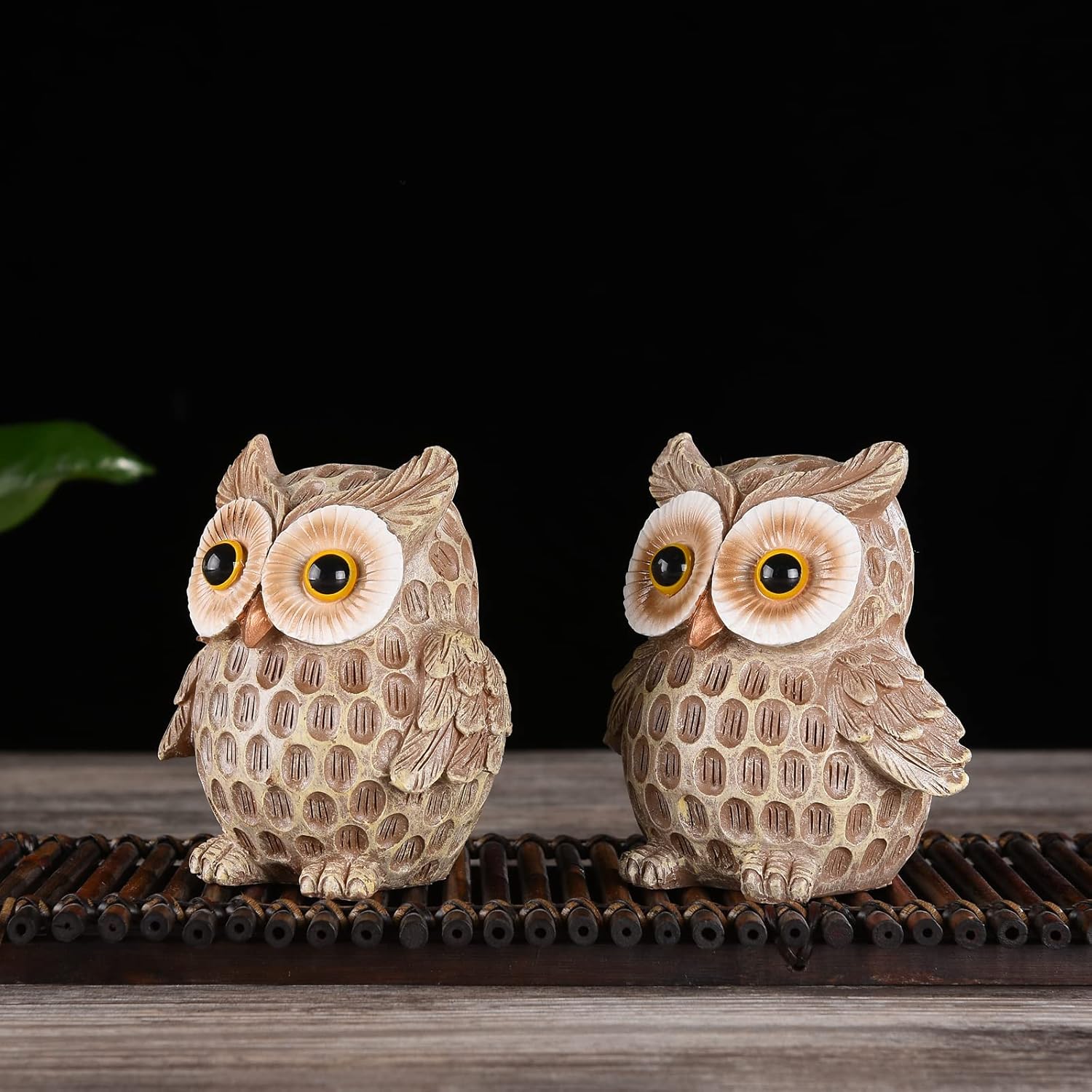 BRABUD Resin Adorable Big Eyes Owl Statue Modern Figurine Decorative for Living Room, Study, Piano Desktop, Shop, Bookshelf, Collectible Gift Set of 2 TQGJBS201