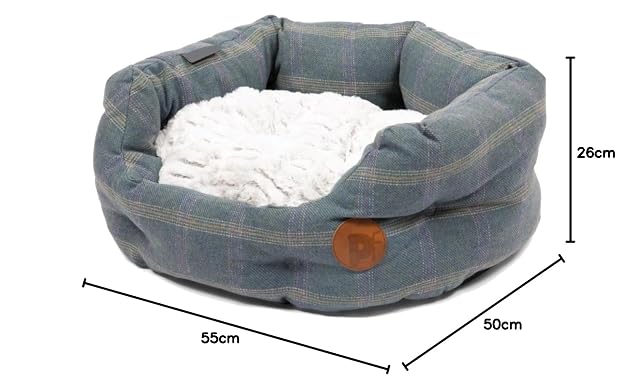 Foto 4 de 4 de Petface Heather Tweed - Cama Ovalada Lavable a máquina para Perro con cojín Reversible, pequeña