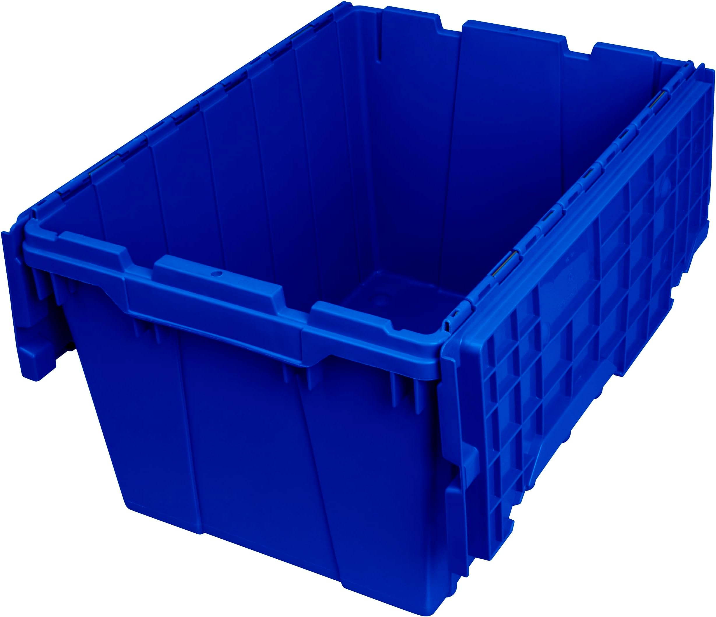 Akro-Mils 39120 Industrial Lidded Plastic Storage Container, Nesting and Stackable Plastic Storage Box with Lid Attached, Organization Tote for Garage and Warehouse, 21.5"x15.25"x12.5", Blue (6-Pack)