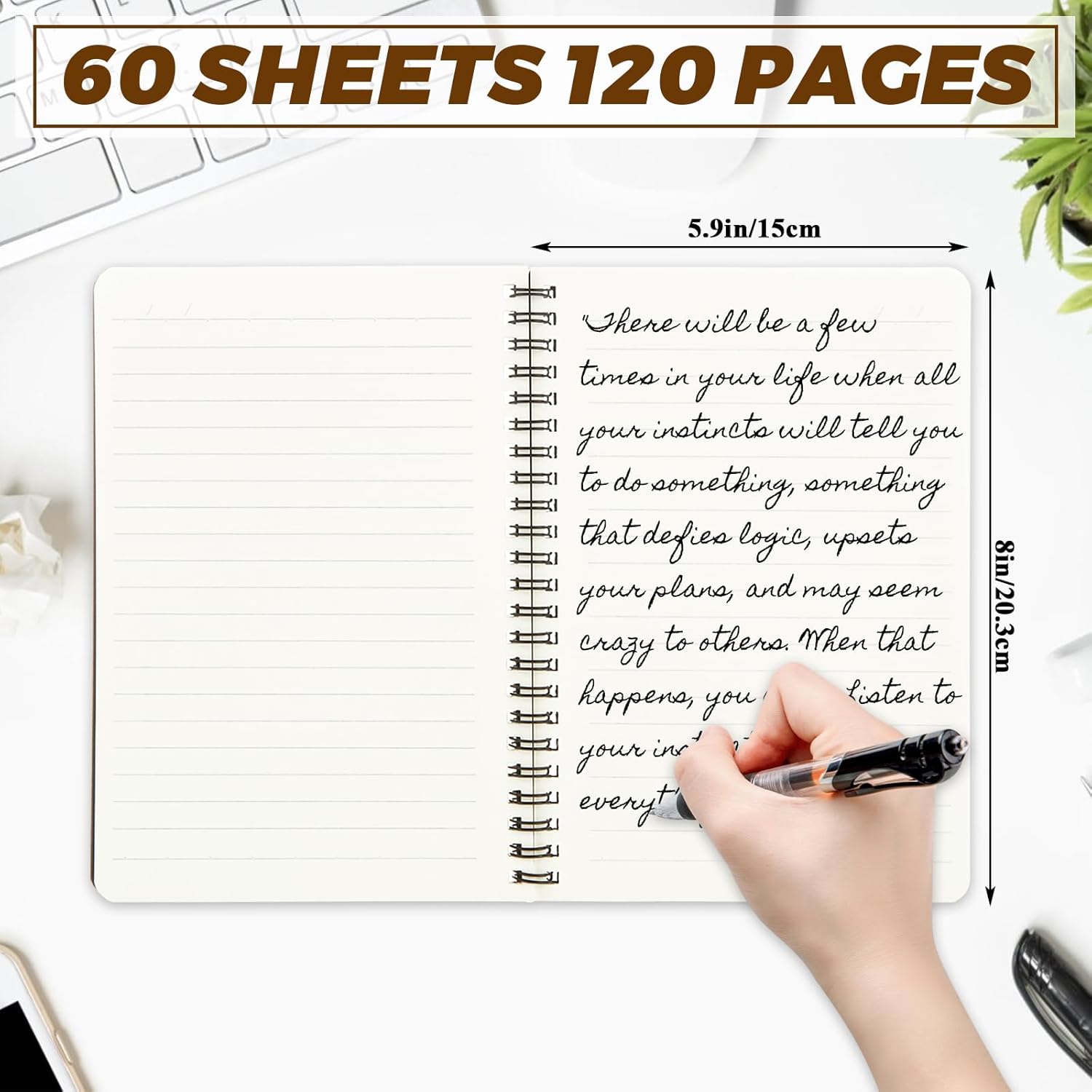 MIVIDE 48 Pack A5 Bulk Spiral Notebooks with Kraft Cover, 8 x 5.9 Inch 120 Pages Spiral Lined Notebook Journal, Ruled Lined Travel Bulk Writing Paper Notebook for School Business Office Supplies