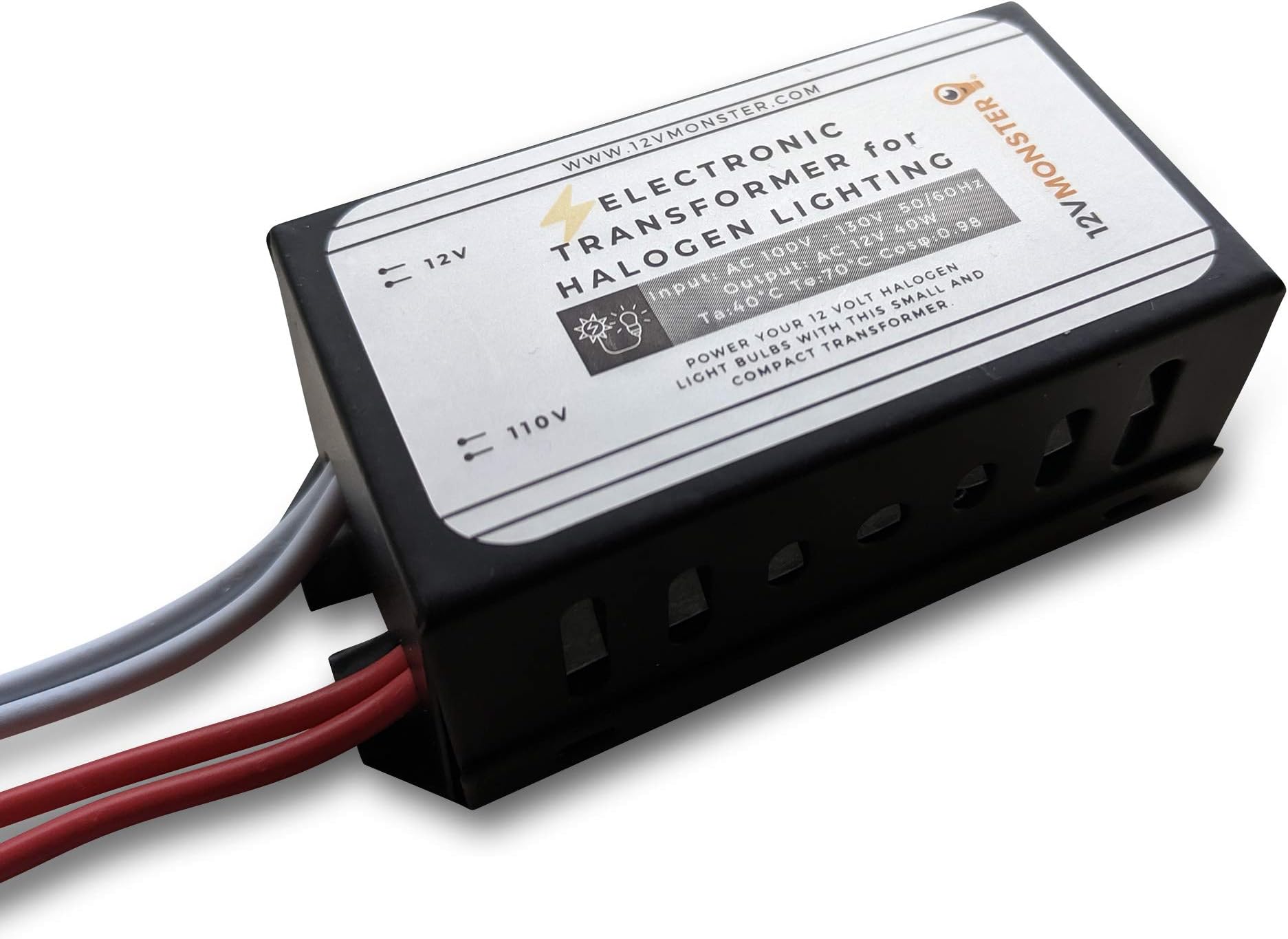 40 Watt Low Voltage Xenon Transformer 40W in Input 120V to Output 12V Halogen Light Bulb Power Supply 12 Volt G4 MR11 MR16 Lamp Driver Ballast Spot Landscape Rail Ceiling Wiring Malibu Garden