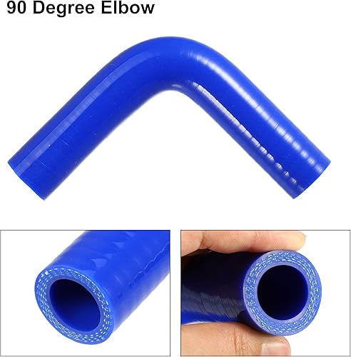 Miniatura 4 de X AUTOHAUX 1 Unidades 0.748 in 0.75 "ID 90 Grados Codo Motor Silicona Manguera Azul para Coche Intercooler Tuberías de Entrada con 2 Unids