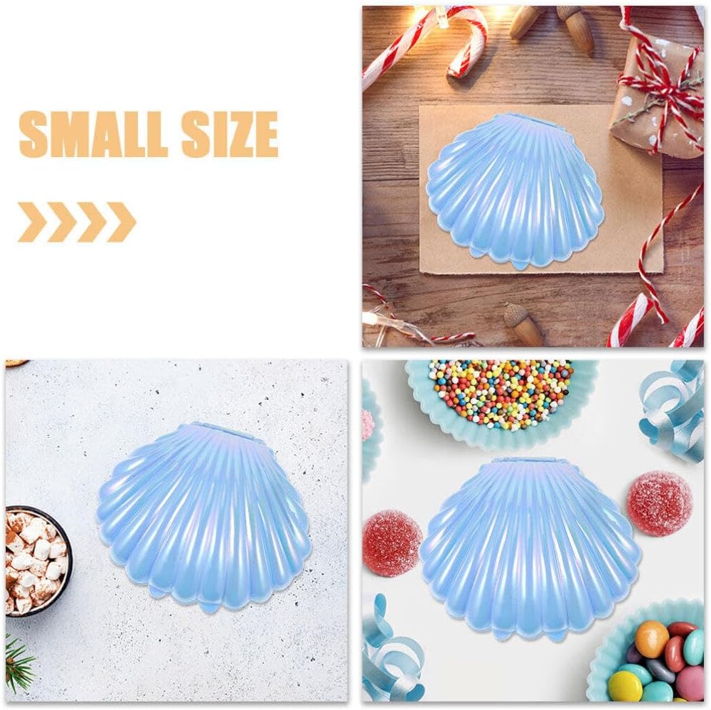 Hemoton Seashell Candy Boxes 3-Pack Mini Plastic Shell Containers 3.58X3.03X1.77In Party Favor Holders for Wedding Birthday Jewelry Storage