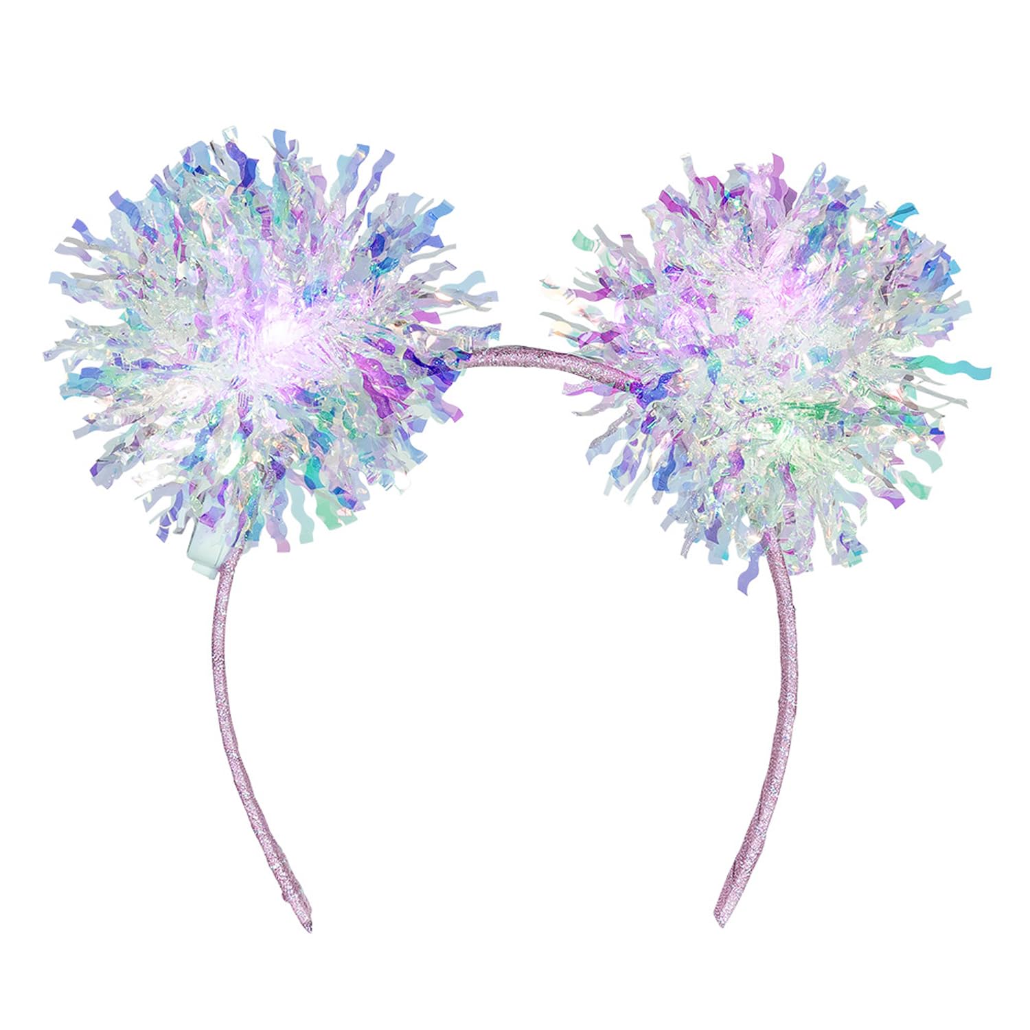 Boland 52194 - Diadem LED Sparkle, opaska z pomponem i światełkami, świecące akcesoria na karnawał i imprezy tematyczne, strój imprezowy