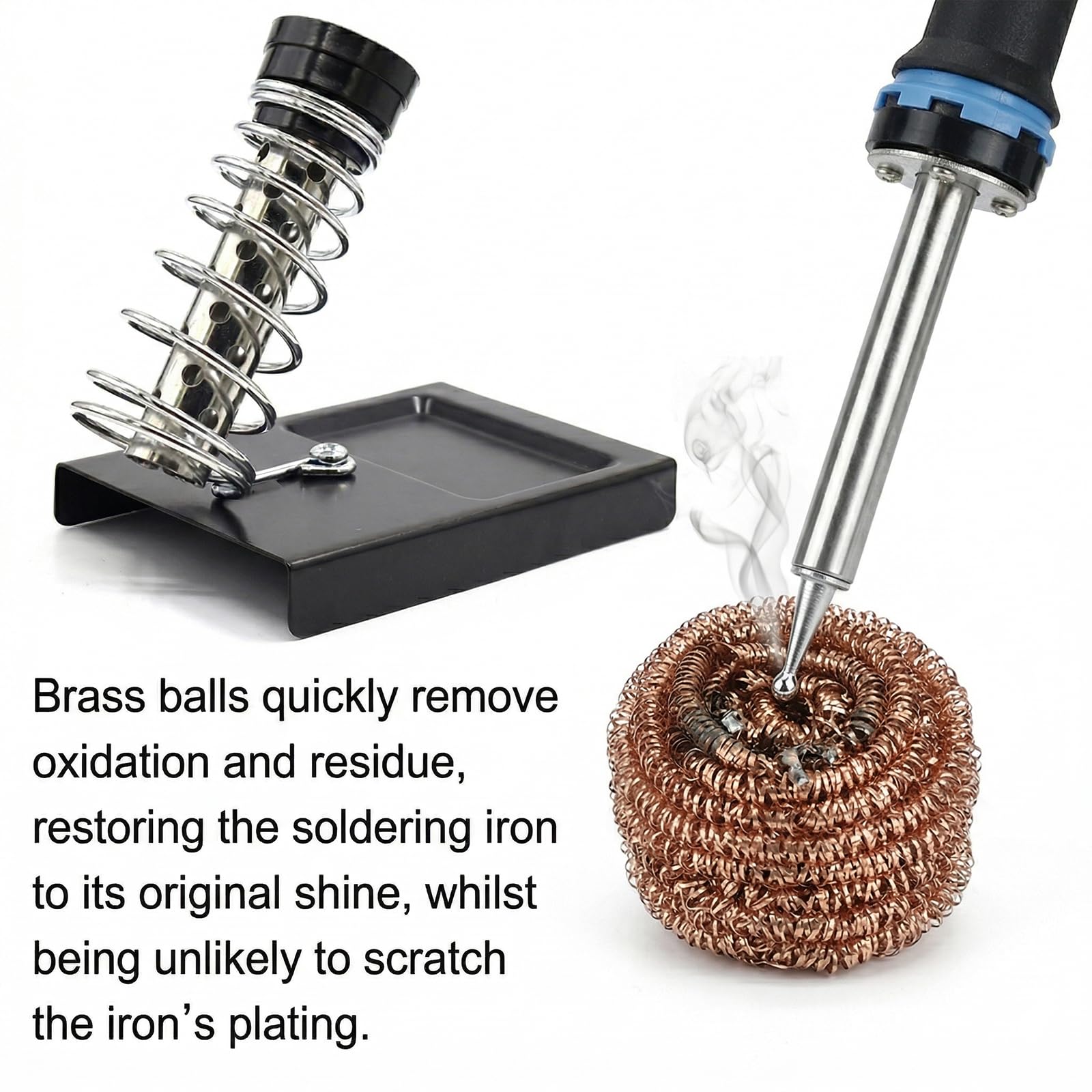 Lötkolbenständer Lötkolbenhalter Soldering Iron Stand mit Reinigungsschwamm 10 Stück und 1 Stück Messingwolle für PCB Elektronik Reparatur DIY Werkstatt