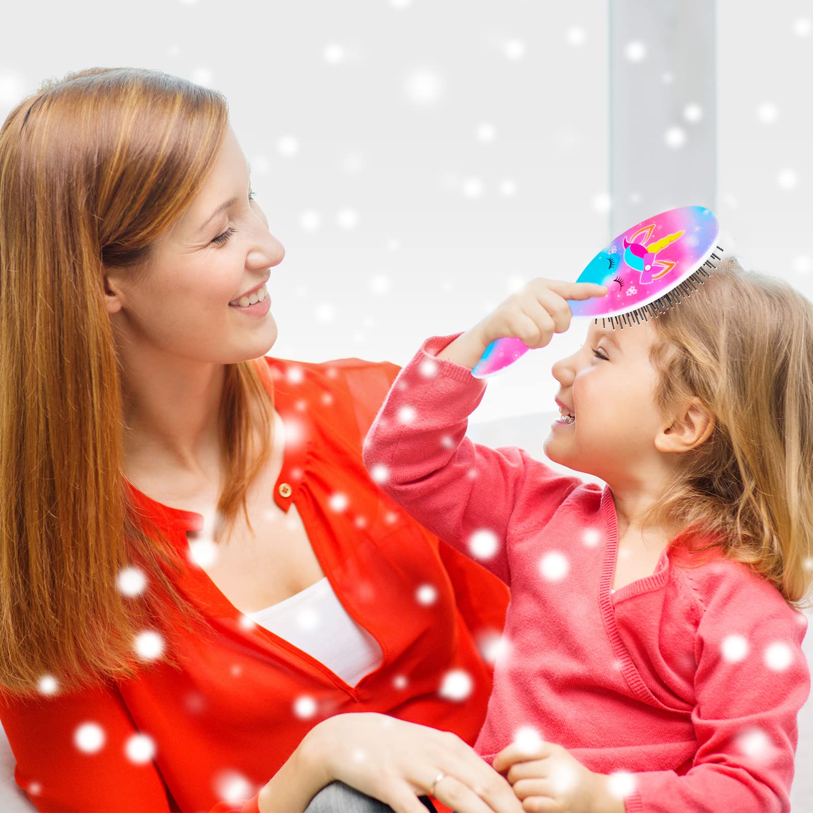 Cepillo de pelo para niñas, cepillo de pelo desenredante para cabello rizado, cepillo de cabello para mujer, cepillo de cabello sin dolor para cabello grueso (unicornio estrellado)