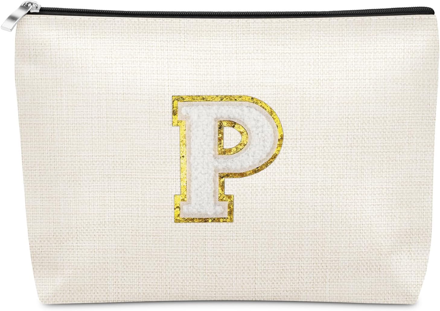 Initial Makeup Bag for Women Personalized Gifts for Bride Bridesmaid Friend Graduation Teachers Day Christmas Birthday Gifts for Daughter Sister Aunt Cosmetic Bag Initial A-Z Travel Pouch (Letter P)