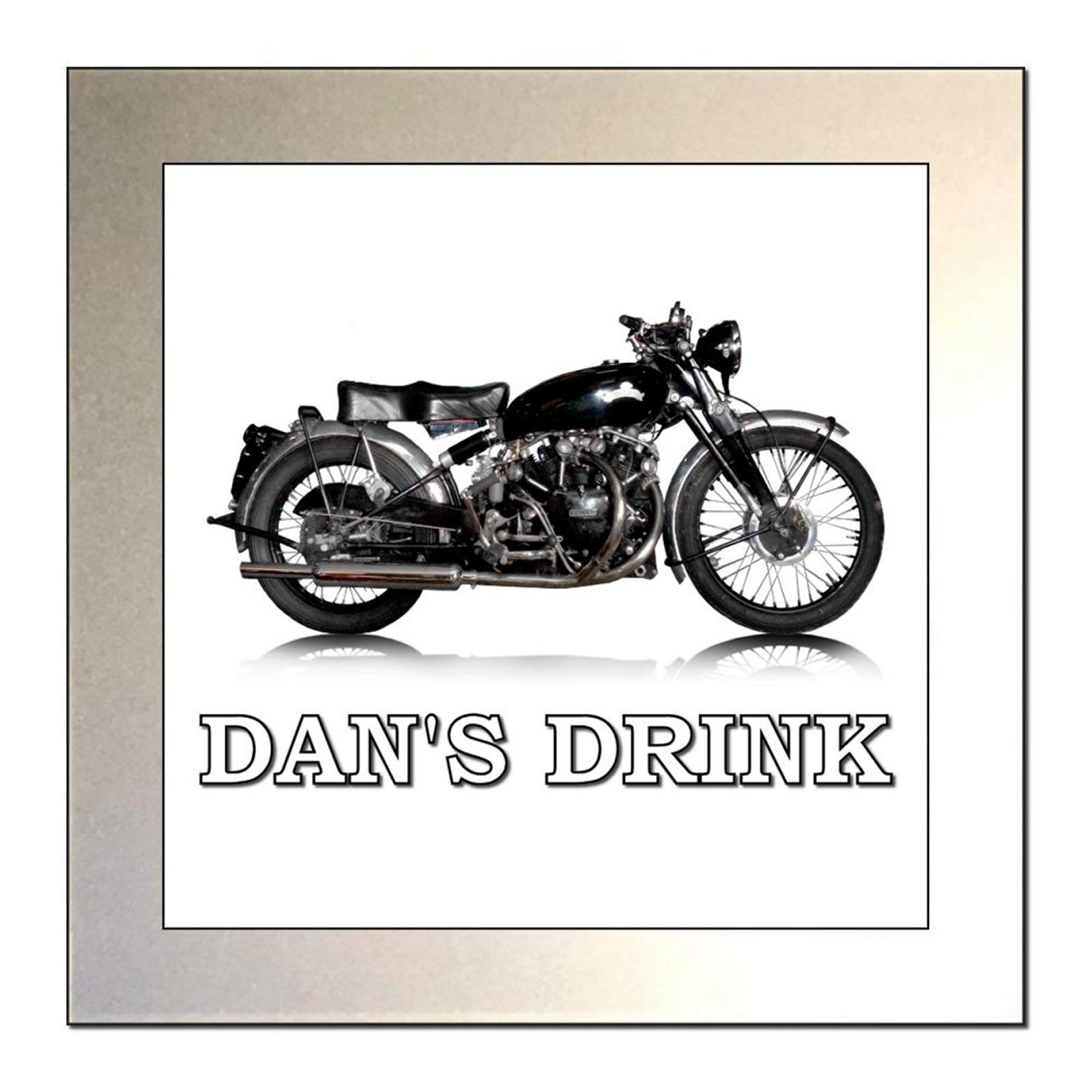 Key Expressions Black,Silver Personalised Classic Motorcycle Glass Drinks Coaster For Vincent Black Shadow Enthusiasts