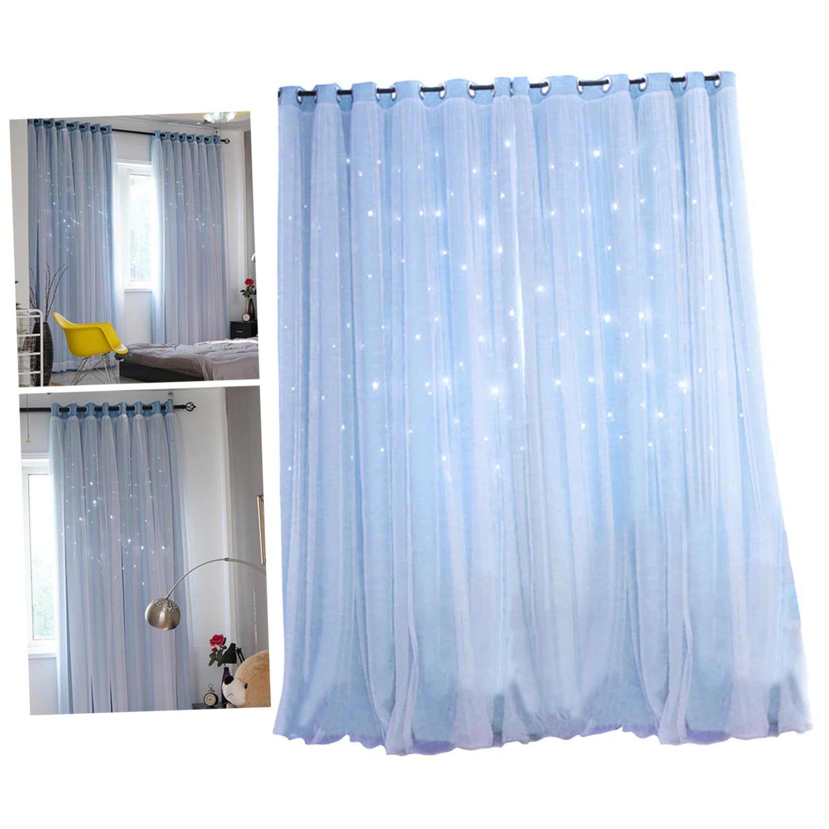Rideaux occultants double couche occultation totale motif étoiles