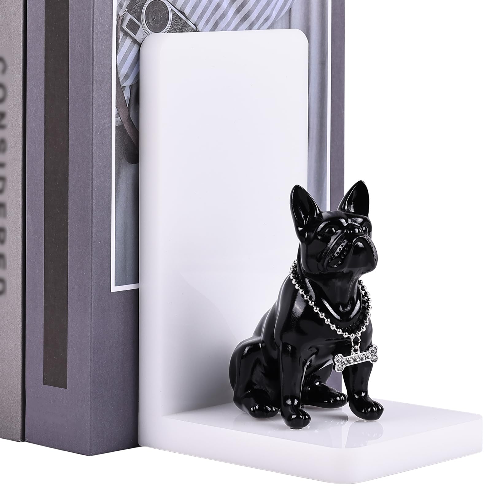 Amazon.co.jp: 樹脂製ブルドッグブックエンド クリエイティブな犬の本