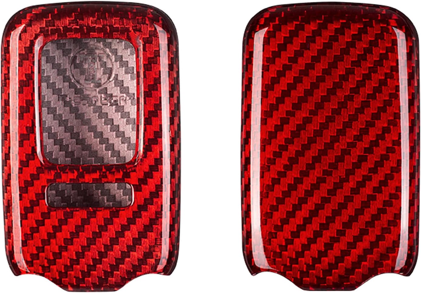 Genuine Carbon Fiber Key Fob Cover for Honda Accord Civic CR-V CRV Crosstour Insight Pilot Passport Spirior Smart Car Remote Key Fob Case for Men Women - B Style - with Hold Button - Red