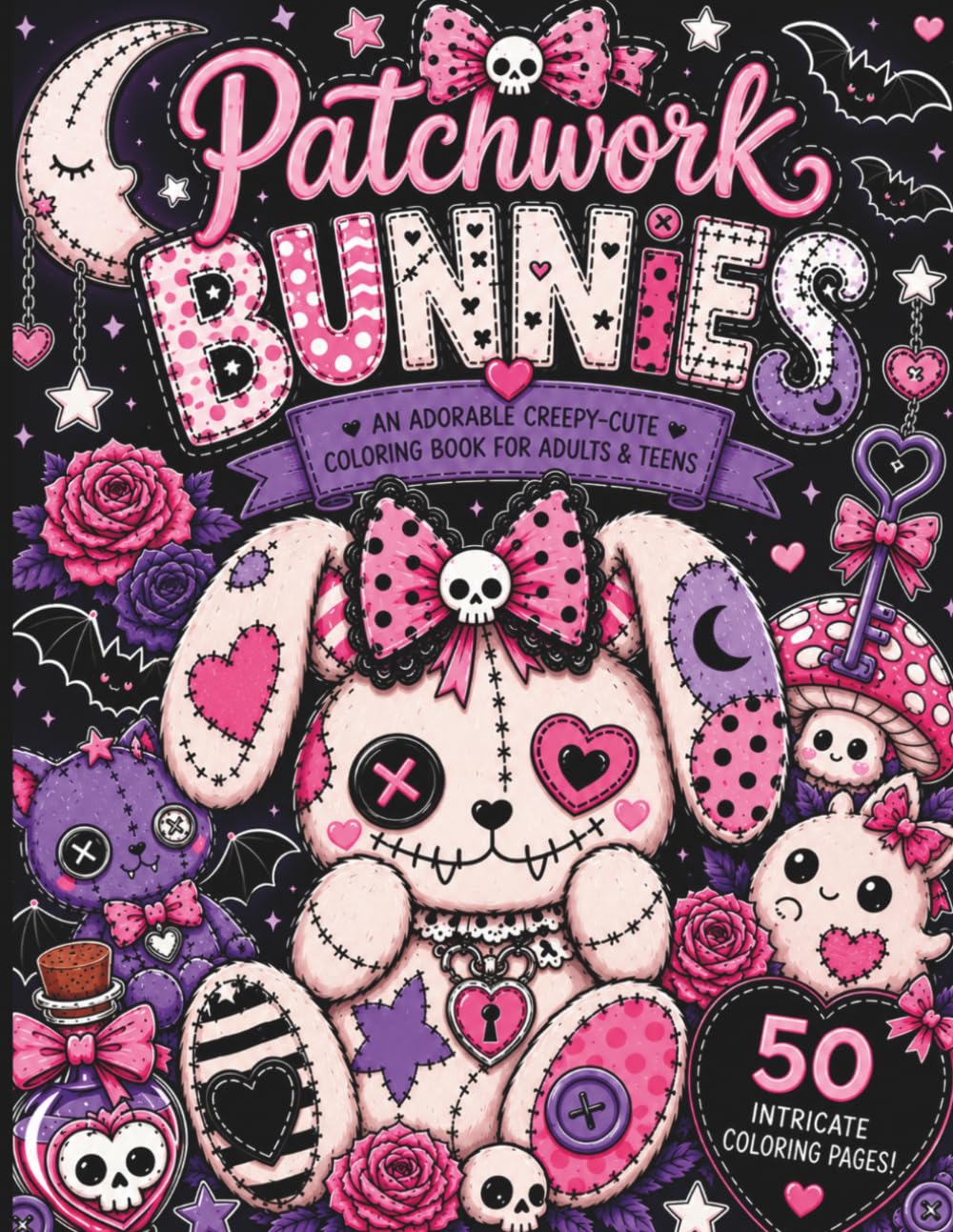 Patchwork Bunnies: An Adorably Spooky Coloring Book for Adults & Teens
