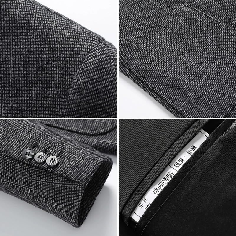 Men's Gray Casual Blazer Classic Fit Two Button Sport Coat Notch Lapel Suit Jacket4