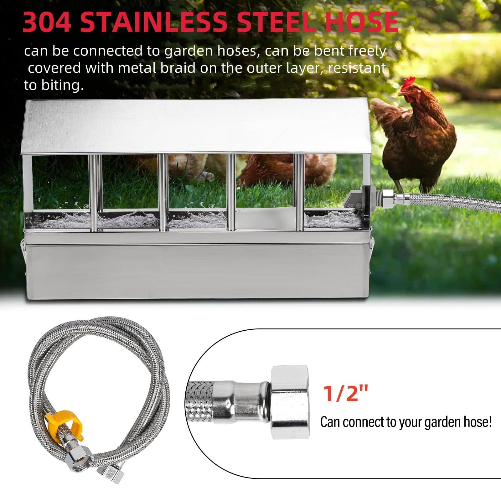 Abbeveratoio Automatico per Piccioni 2.6L Acciaio Inox Fontana di Abbeveratoio per Pollo con Valvola a Galleggiante Distributore D'Acqua per Pollame Uccelli Piccioni Polli