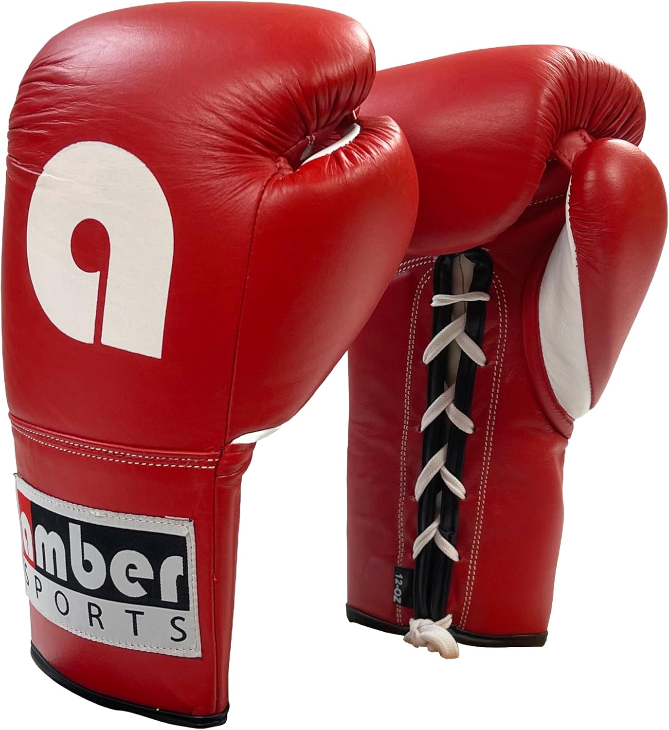Premium All-Leather Professional Fight Gloves Padded, Pre-Curved, Safety-Focused Design with Layered Foam and Attached Thumb, Stylish Red, 12oz Size for High-Performance Combat