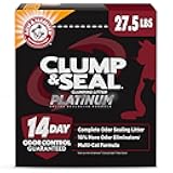 ARM & HAMMER Clump & Seal Platinum Cat Litter, Multi-Cat, 14-Day Odor Control, Rock-Hard Clumps, 27.5 lbs – Powerful Odor Eliminator with Baking Soda