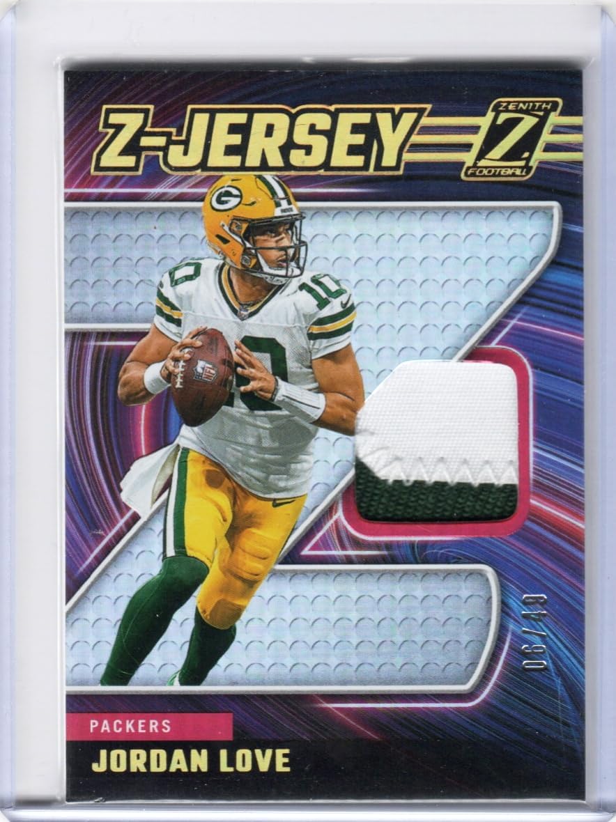 Jordan Love Authentic Memorabilia Serial Numbered # 06/49 Z-Jersey Collectible Football Card- 2024 Zenith Football Card #ZJ37 (Packers)
