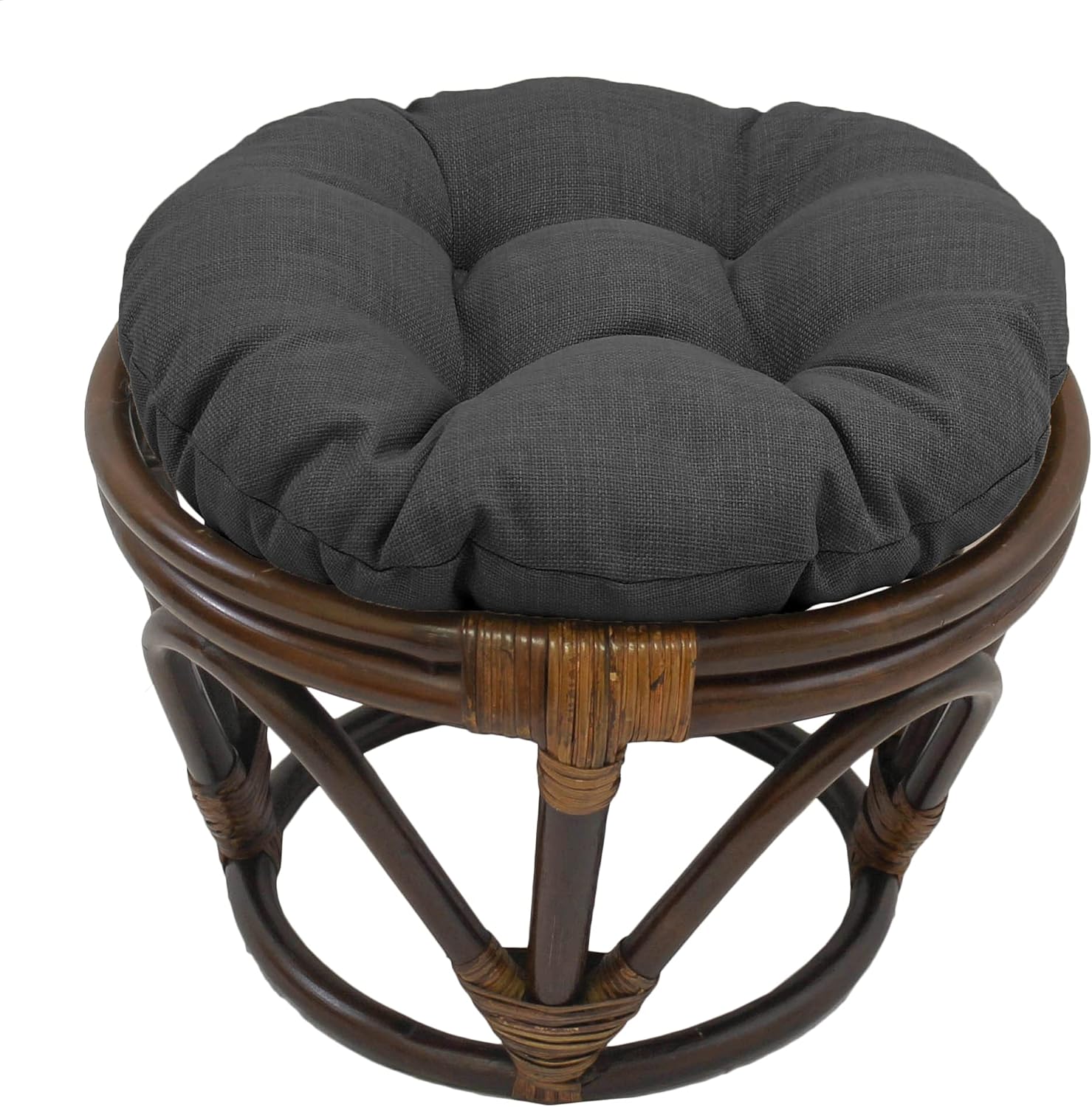 Blazing Needles 18-inch Round Solid Tufted Outdoor Footstool Cushion, 18 x 18, Cool Grey