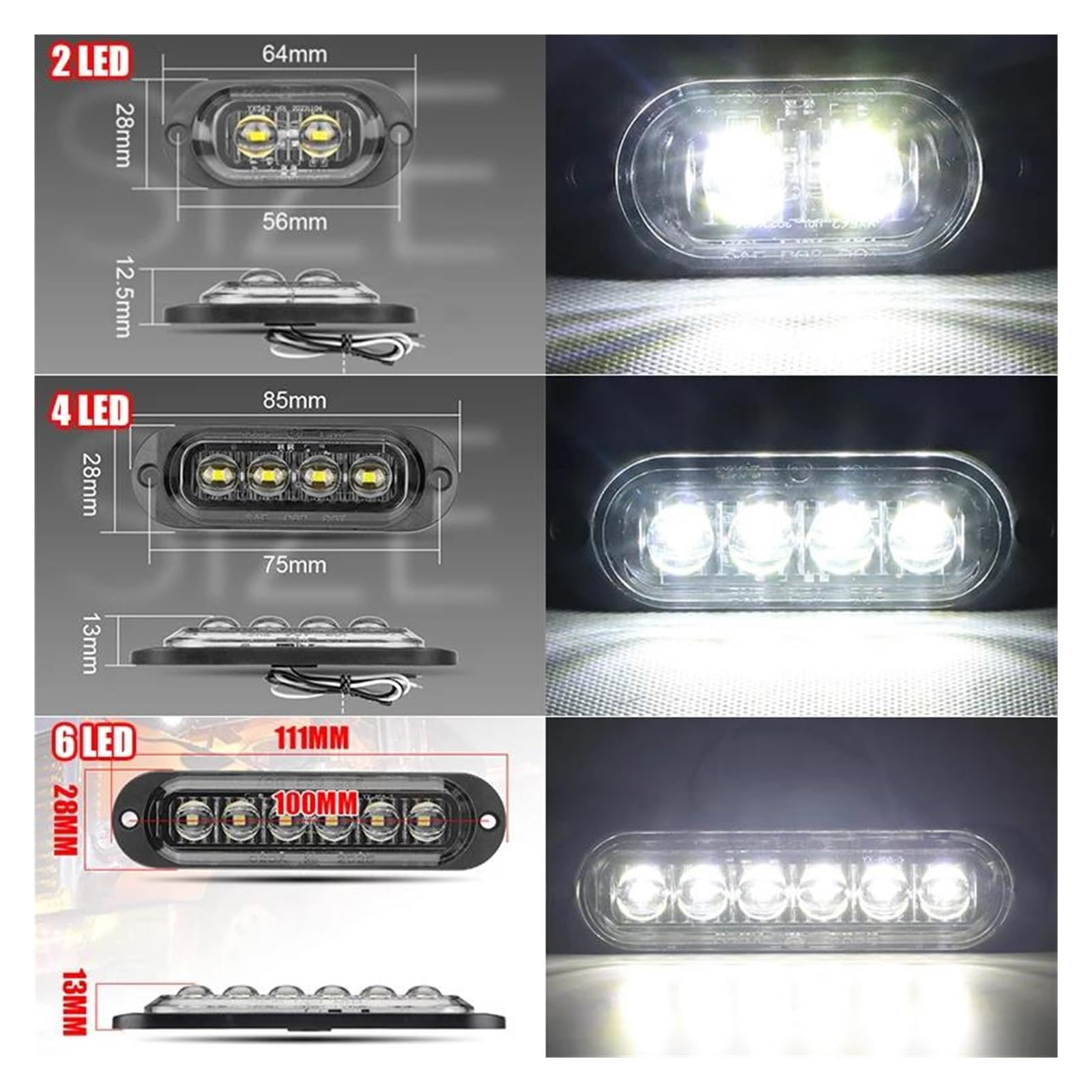 Generico Indicatore Laterale 10 pezzi Mark luci LED indicatore posizione laterale lampada segnalazione per camion auto rimorchio autobus pick-up camper Indicatore Direzion(10x 4Leds Yellow)