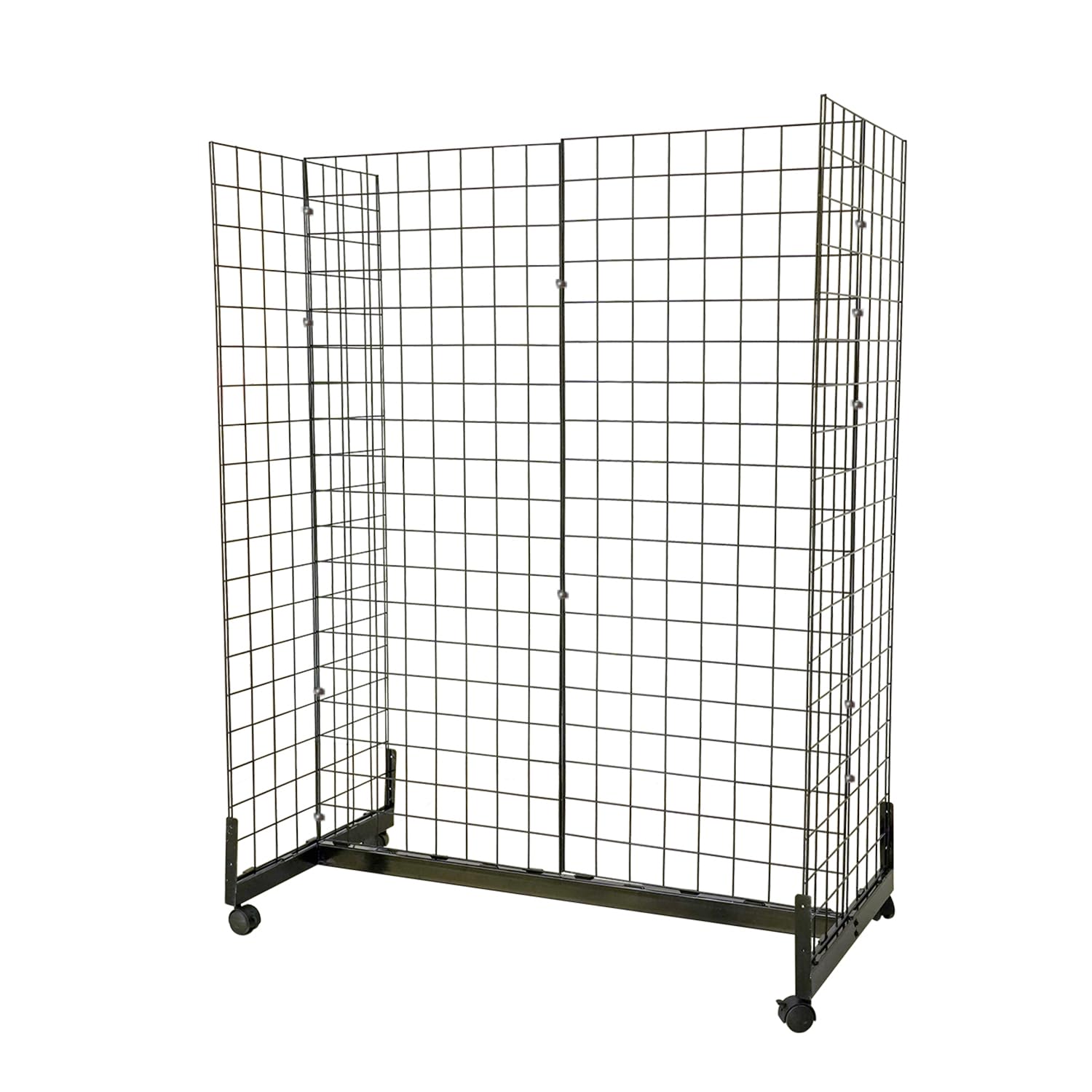 DIYTUNINGS 5' x 2' Grid Wall Panel with Wheels 265 LBS, Gridwall Tower with Rolling Base, Metal Grid Wall Shelf Display Stand Detachable, Craft Show Gridwall Display Rack, Art Display
