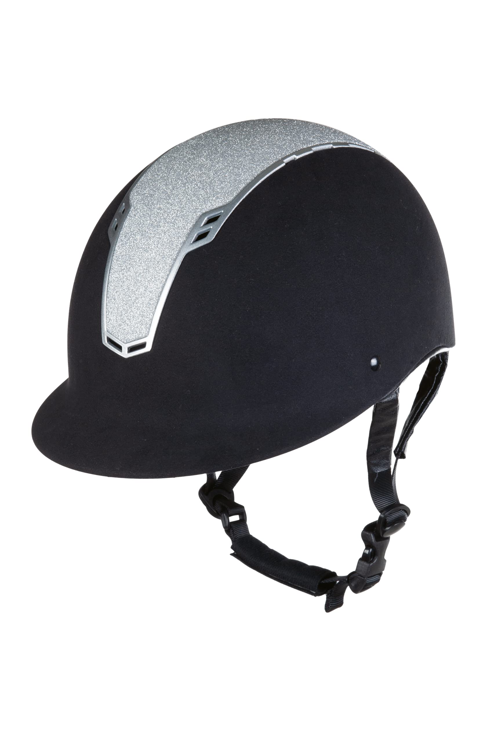 Casco de equitación HKM negro y plateado para jinetes 6